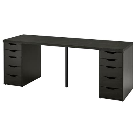 ikea desk with drawers black|ikea black alex drawers.